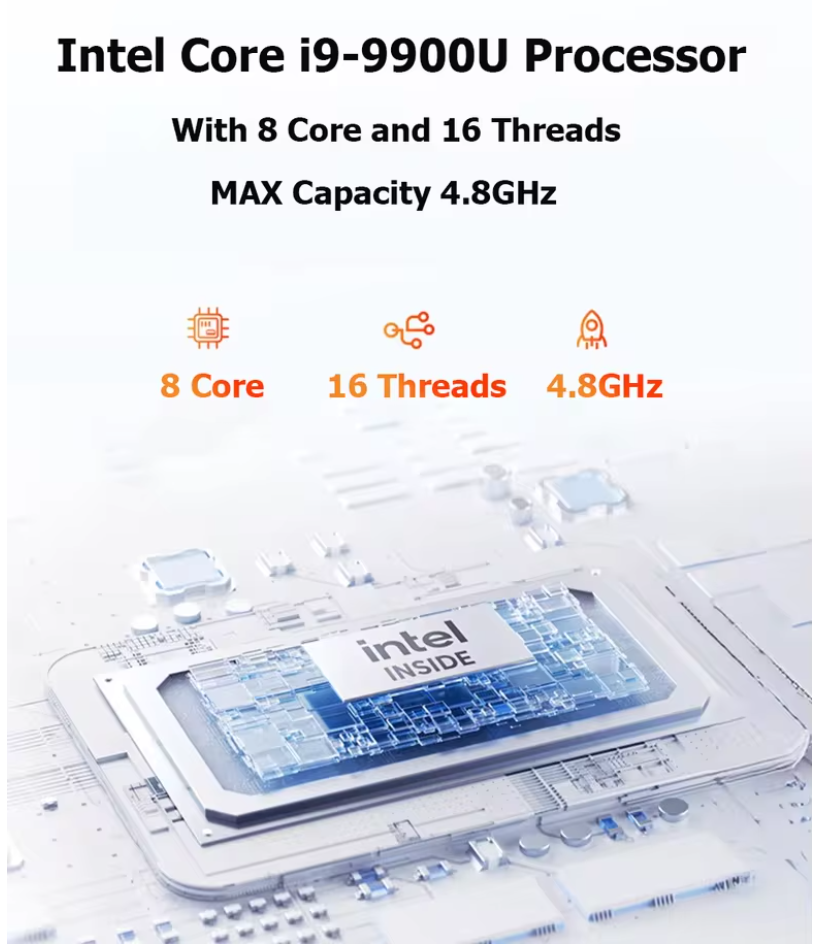 Mini PC Intel Core i9 9900U 16GB/32GB RAM 1/2TB SSD