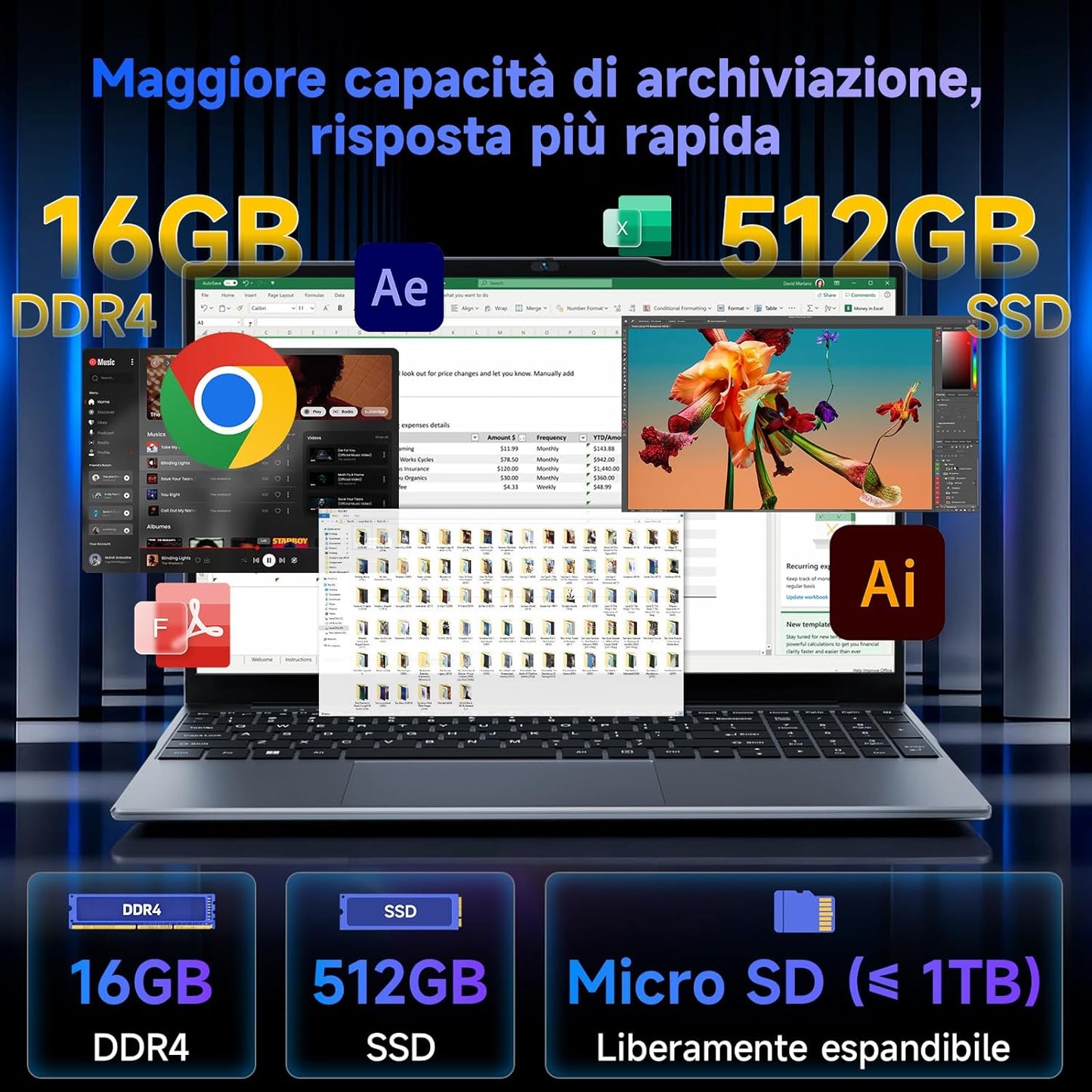 BMAX X15 Power 15.6 pollici 16GB RAM 512GB SSD Intel Core i3-8109U
